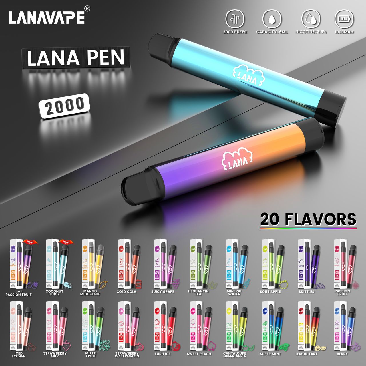 Lana Pen 2000 Singapore – 2,000 Puffs Compact Disposable Device | SG Vape