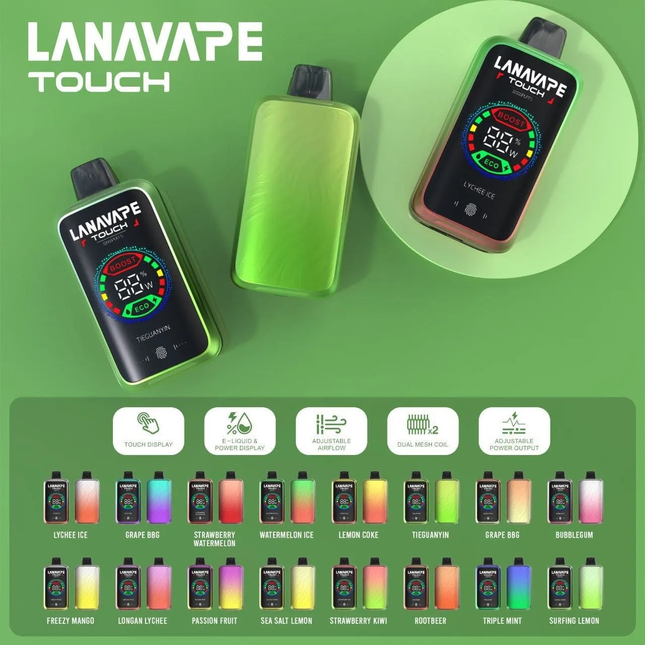 Lana Touch 32000 Puffs – Smart Display Rechargeable Device | Ready Stock Singapore